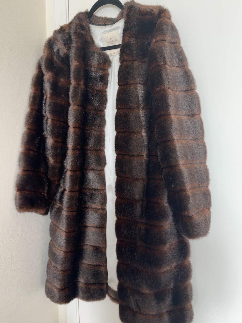 kate spade Brown Faux Fur Long Coat